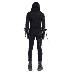 Top à Capuche 'Gothic Damage' Noir