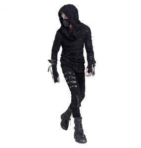 Top à Capuche 'Gothic Damage' Noir