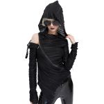 Black Assymetrical 'Cyber Game' Hoddie Top