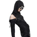 Black Assymetrical 'Cyber Game' Hoddie Top