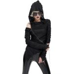 Black Assymetrical 'Cyber Game' Hoddie Top