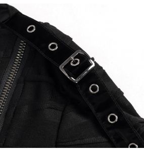 Black Assymetrical 'Cyber Game' Hoddie Top