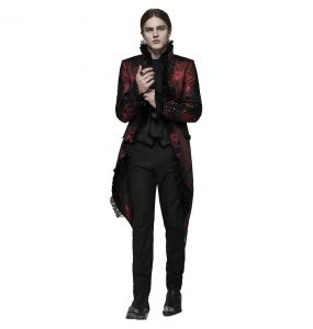 Veste Queue de Pie 'Edward' Rouge et Noire