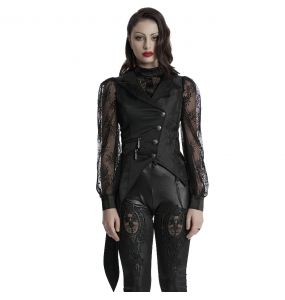 Gilet Assymétrique pour Femmes 'Vittamar' en Jacquard Noir