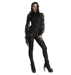 Black Jacquard 'Vittamar' Asymmetric Females Waistcoat