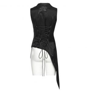Black Jacquard 'Vittamar' Asymmetric Females Waistcoat