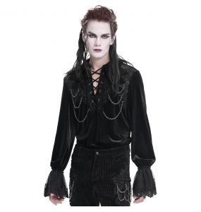 Chemise Victorienne 'Dorian' en Velours Noir
