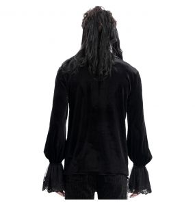 Chemise Victorienne 'Dorian' en Velours Noir