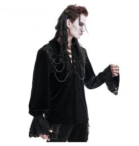 Chemise Victorienne 'Dorian' en Velours Noir