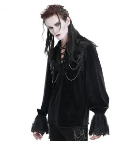 Chemise Victorienne 'Dorian' en Velours Noir