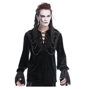 Chemise Victorienne 'Dorian' en Velours Noir