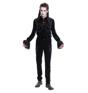 Chemise Victorienne 'Dorian' en Velours Noir
