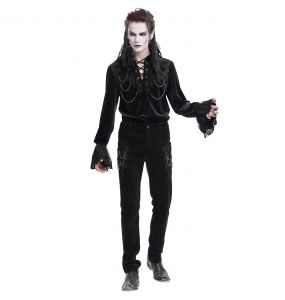 Chemise Victorienne 'Dorian' en Velours Noir