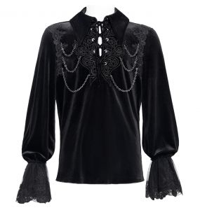 Chemise Victorienne 'Dorian' en Velours Noir