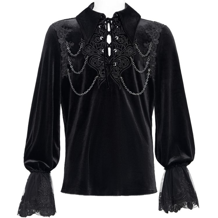Chemise Victorienne 'Dorian' en Velours Noir