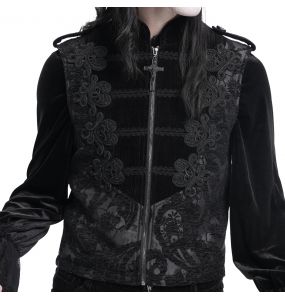 Gilet Gothique Victorien 'Dorian' en Velours Noir