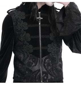Gilet Gothique Victorien 'Dorian' en Velours Noir