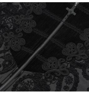 Gilet Gothique Victorien 'Dorian' en Velours Noir