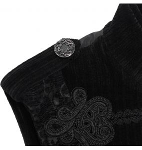 Gilet Gothique Victorien 'Dorian' en Velours Noir