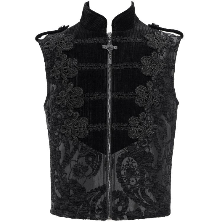 Gilet Gothique Victorien 'Dorian' en Velours Noir