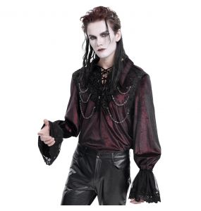 Chemise Victorienne 'Dorian' en Velours Bordeaux