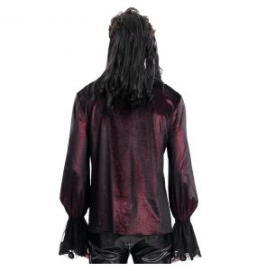 Dark Red Velvet 'Dorian' Victorian Shirt