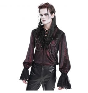 Chemise Victorienne 'Dorian' en Velours Bordeaux
