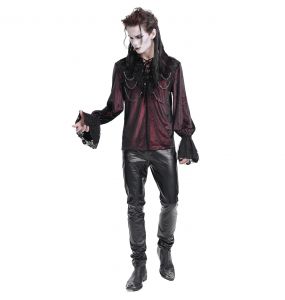 Dark Red Velvet 'Dorian' Victorian Shirt