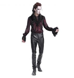Chemise Victorienne 'Dorian' en Velours Bordeaux