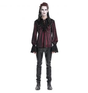 Dark Red Velvet 'Dorian' Victorian Shirt