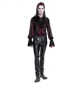 Chemise Victorienne 'Dorian' en Velours Bordeaux