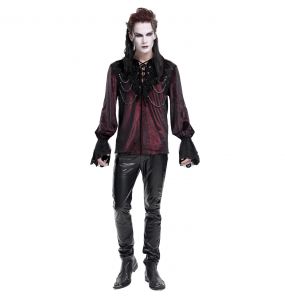 Dark Red Velvet 'Dorian' Victorian Shirt