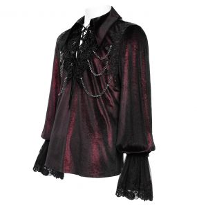 Dark Red Velvet 'Dorian' Victorian Shirt