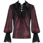 Chemise Victorienne 'Dorian' en Velours Bordeaux