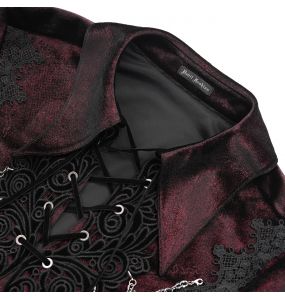 Dark Red Velvet 'Dorian' Victorian Shirt