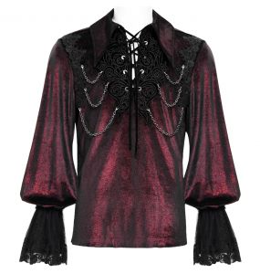 Dark Red Velvet 'Dorian' Victorian Shirt