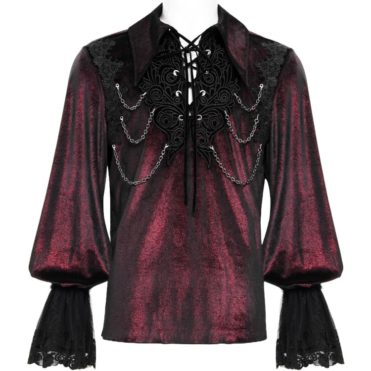 Dark Red Velvet 'Dorian' Victorian Shirt