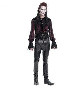Dark Red Velvet 'Dorian' Victorian Shirt