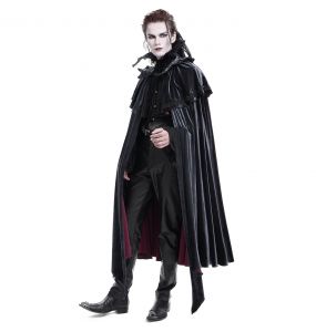 Longue Cape 'The Impaler' Noire Bleutée