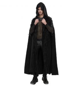 Black 'Distressed' Long Cloak