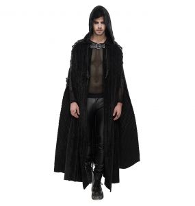 Black 'Distressed' Long Cloak