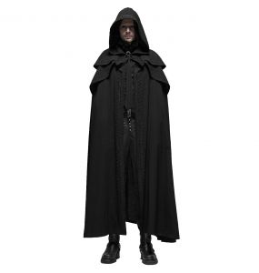 Longue Cape Gothique Médiévale 'Xavier' Noire