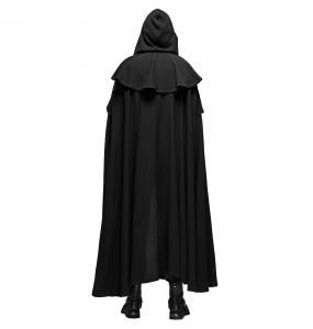 Longue Cape Gothique Médiévale 'Xavier' Noire