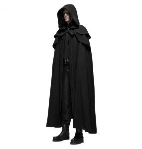 Longue Cape Gothique Médiévale 'Xavier' Noire