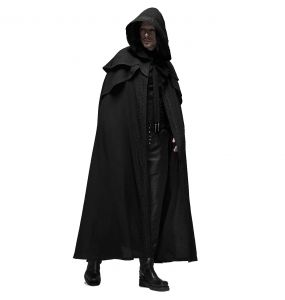 Longue Cape Gothique Médiévale 'Xavier' Noire