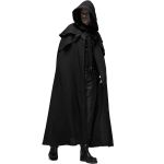 Black 'Xavier' Gothic Medieval Long Cloak