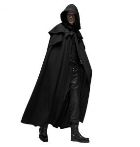 Longue Cape Gothique Médiévale 'Xavier' Noire