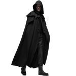 Black 'Xavier' Gothic Medieval Long Cloak