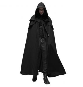 Longue Cape Gothique Médiévale 'Xavier' Noire