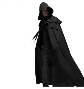 Longue Cape Gothique Médiévale 'Xavier' Noire